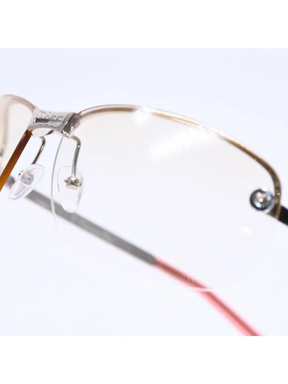 Dior Adiorable 5 Half Rim Sunglasses Silver Yellow Eyewear
